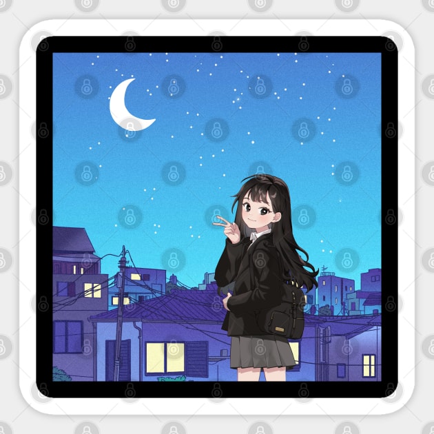 Night Girl Sticker by Sashmika Prabhashwara